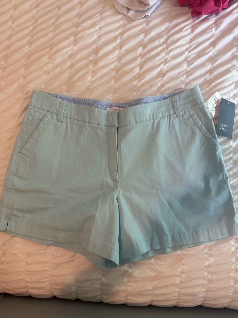 crown & ivy light blue Women's Chino Bermuda Shorts